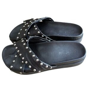 Cristina Francini Black Leather Studded Slide Sandals – Size 8